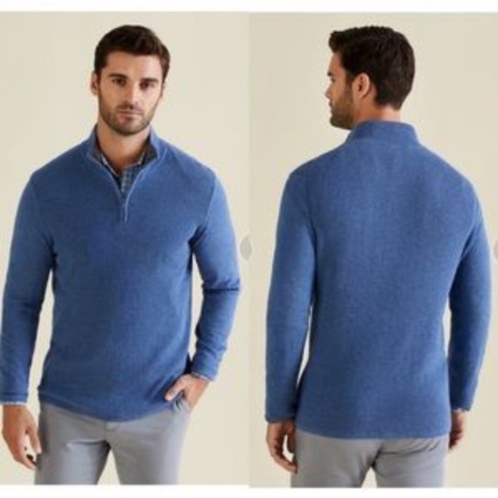 Zachary Prell Mens Quarter Zipper Higgins Sweater in Blue Size Extra Sma…